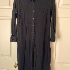 LAUREN RALPH LAUREN BLACK COTTON MODAL BUTTON DOWN SHIRTDRESS SZ M